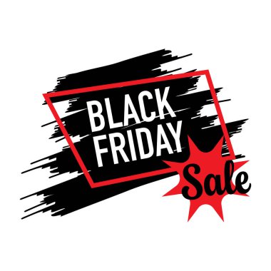 Kara Cuma Grunge Fırça Vuruşu Rozet Posteri. Vektör illüstrasyonu.