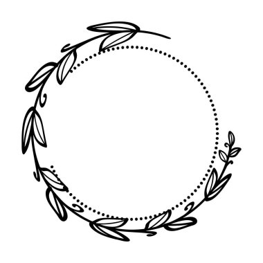 El Yaprakları Çember Sınır Dekoratif Çerçevesi. Vektör illüstrasyonu.
