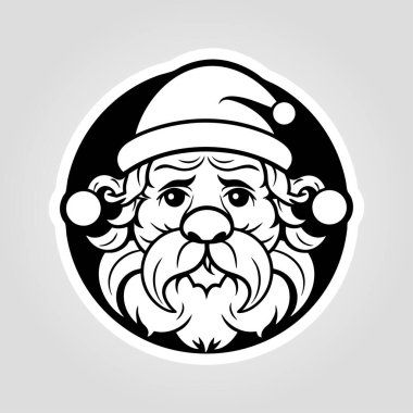 Noel Baba Başı Maskot Silueti Çizimi. Vektör illüstrasyonu.