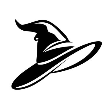 Cadı şapkası katıksız siyah siluet cadılar bayramı illüstrasyonu çizimi