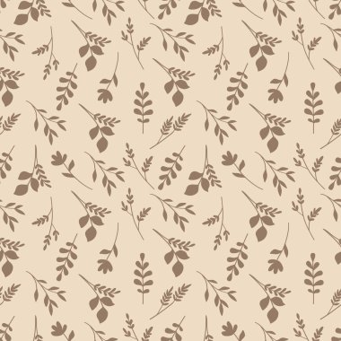 Kusursuz desenli botanik dekoratif element klasik çiçek silueti. Vektör İllüstrasyonu