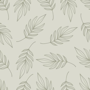 Kusursuz desenli yeşil palmiye yaprağı çizgili el botanik elementi. Vektör İllüstrasyonu