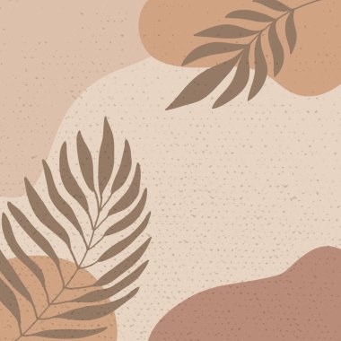 Soyut Taşlar ve Grunge Doku Arkaplanlı Doğa Silueti Palm Brown. Vektör İllüstrasyonu