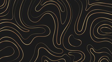 Soyut Altın Hat Topografi Haritası Kara Arkaplan Turu. Vektör İllüstrasyonu