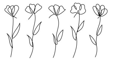 Tek satır sanat vektörü illüstrasyonu. Sürekli bir çizgi sanatı. Vektör koleksiyonu