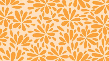 Vector Hand Drawn Flowers Tekstil Tasarımı Duvar Kağıdı Ev Dekorasyonu için Kusursuz Soyut Desen. Vektör Arkaplanı