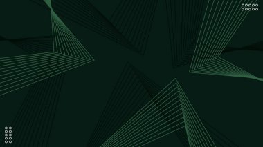 Koyu yeşil arka plan ve geometrik çizgiler. Modern ve gösterişli, yeşil tonlar ve doğrusal dokular içerir. Kopya alanı ile koyu eğimli arkaplan. Vektör illüstrasyonu