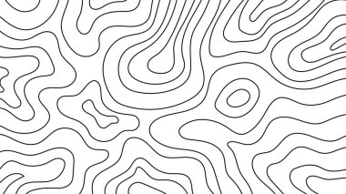 Siyah ve Gri renkli soyut Contour Topografik Çizgi Düzeni. Vektör illüstrasyonu