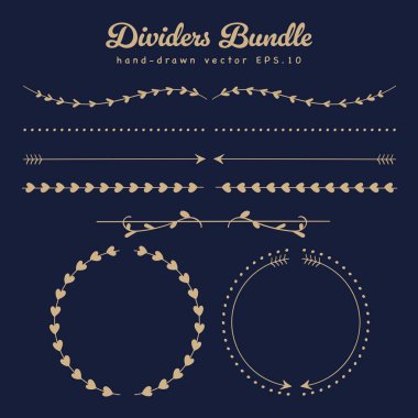 Gold Dividers Sınır Koleksiyonu. Vektör İllüstrasyonu