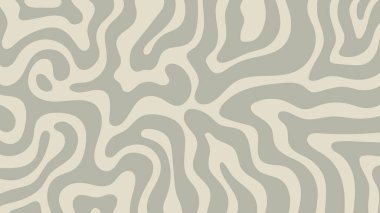 Soyut gri ve krem rengi dalgalı desenleri organik sıvı biçiminde gösteren minimalist nötr bir arka plan. Vektör çizimi