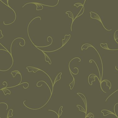 Botanik Yaprakları Yeşil Desen Çizimi. Vektör İllüstrasyonu