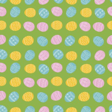 Canlı yeşil bir arka planda izole edilmiş Paskalya Yumurtalarınız kutlu olsun. Vektör İllüstrasyonu