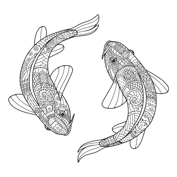 Zentangle çift koi carps stilize