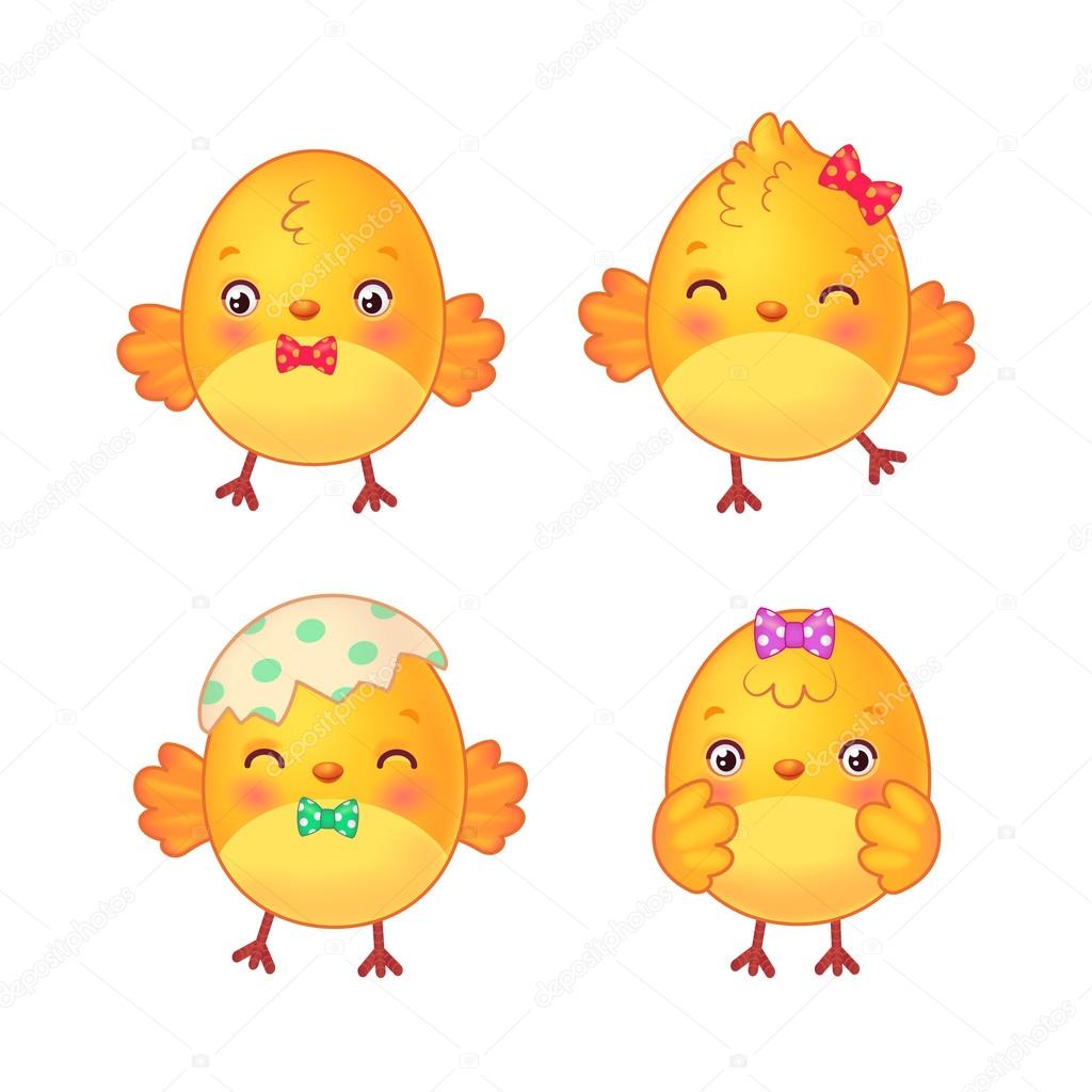 Pollitos con nudos y pajaritas Vector de stock #111980670 de ©Ksania, image size:1024x1024