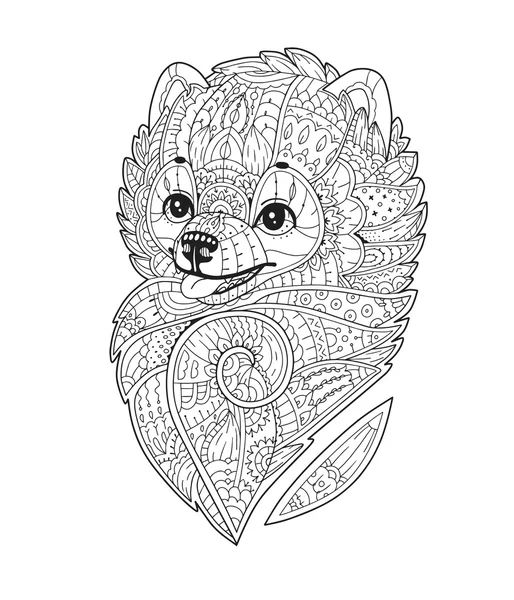 Zentangle stylized Dog in vector. Pomeranian spitz. — Stock Vector