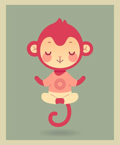 Macaco liso dos desenhos animados na pose do ioga — Vetor de Stock