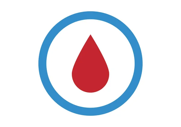 Icona Del Giorno Del Diabete Goccia Rossa Con Cerchio Blu — Vettoriale Stock