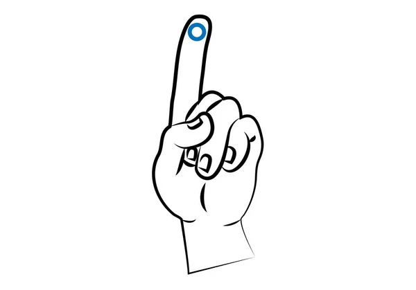 Hand Mit Diabetes Blauer Kreisfinger — Stockvektor