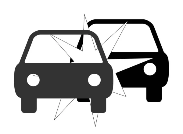 两辆车相撞的黑色图标 — 图库矢量图片