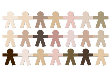 Farklı ten renginde insanların el ele tutuşması simgeleri.