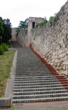 Duvarın yanındaki merdivenlere tırman..