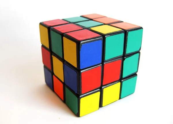 Rubik Kocka Fehér Háttér — Stock Fotó