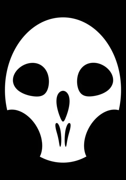 Crâne Blanc Halloween Sur Fond Noir — Image vectorielle