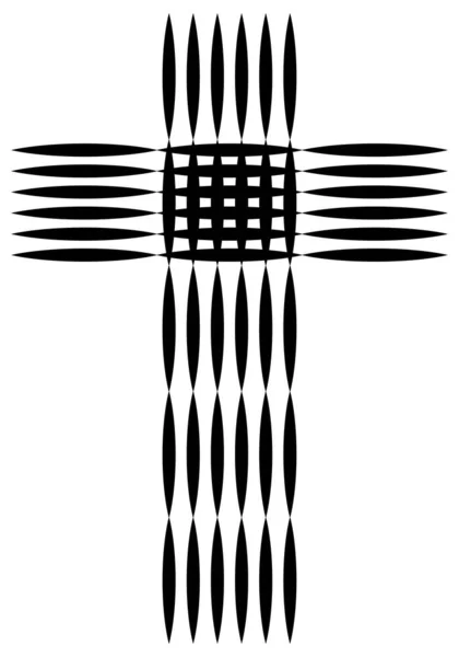 Schwarz Gestreiftes Kreuz Auf Weißem Hintergrund — Stockvektor