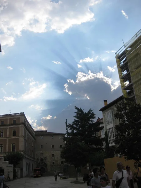 Cloudy Skies Sun Rays — Stock Photo, Image