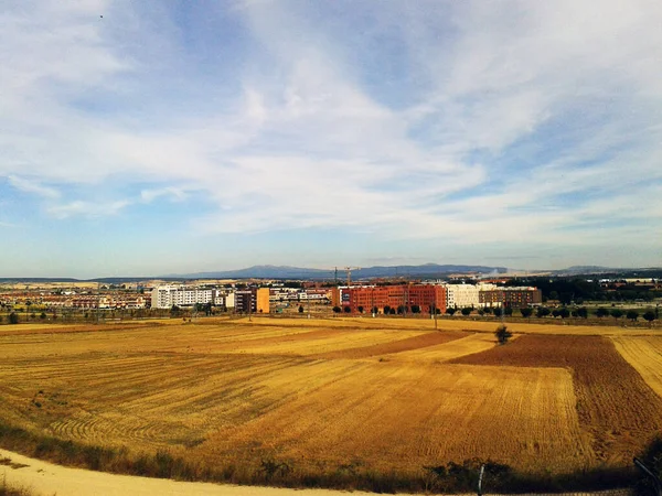 Grasvelden Met Panoramisch Uitzicht Burgos — Stockfoto