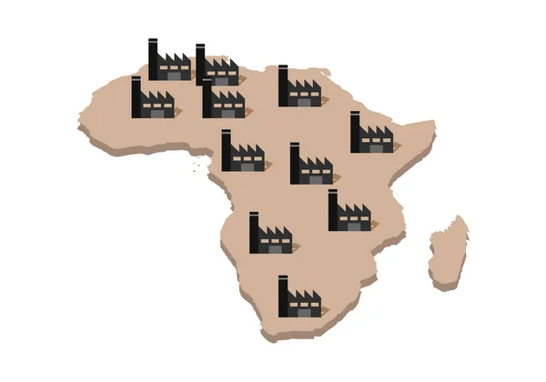 Mapa Afryki Ikonami Fabrycznymi — Wektor stockowy