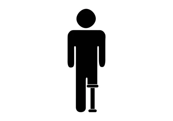 Icona Nera Dell Uomo Con Gamba Protesica — Vettoriale Stock