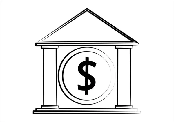 Εικονίδιο Τράπεζας Δολάρια — Διανυσματικό Αρχείο