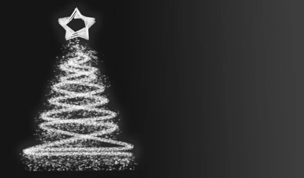 Cartolina Nera Con Albero Natale Illuminato — Foto Stock