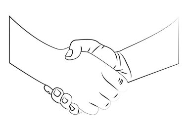 Beyaz arka planda iş adamları arasında tokalaşma.