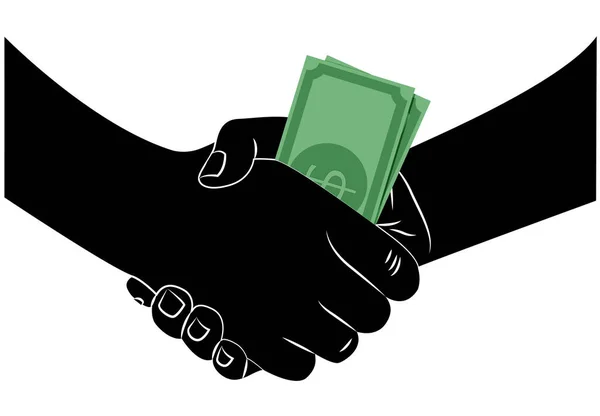 Handshake Banknotes Corruption — Stock Vector