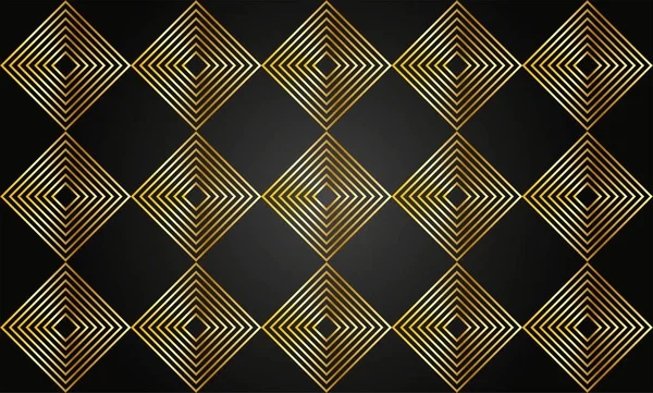 Hintergrund Der Goldenen Quadrate Auf Schwarzem Hintergrund — Stockvektor