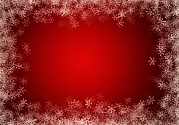 Empty Red Background Frame Snowflakes — Stock Photo, Image