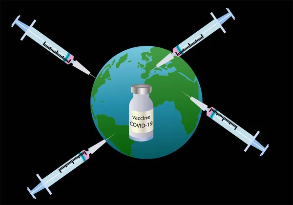 Covid Elleni Vakcina Egész Bolygón — Stock Vector
