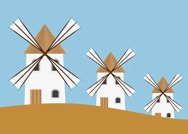 Molinos Tradicionales España Castilla Mancha — Vector de stock