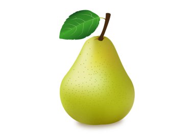 Beyaz zemin üzerinde yaprak ile yeşil armut