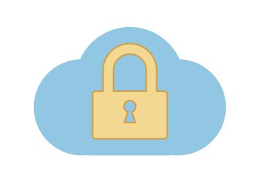 İnternetteki veri koruması için asma kilitli bulut.