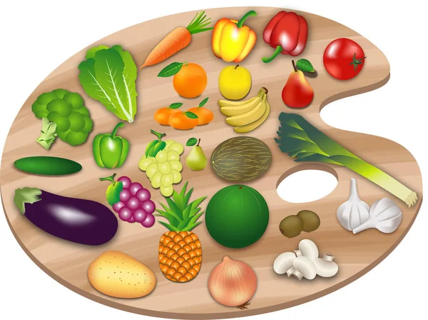 Ovocná Zeleninová Zeleninová Paleta Bílém Pozadí Barvy Vůně — Stock fotografie