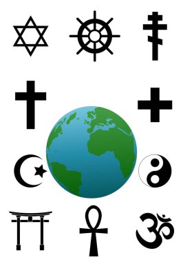 Beyaz arka planda dünya dini