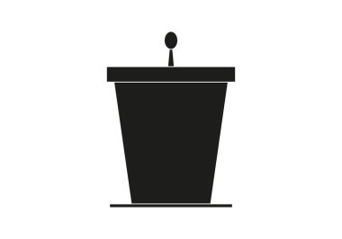 Mikrofonlu bir kürsünün siyah simgesi.