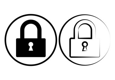 Beyaz arkaplanda siyah asma kilit simgesi.