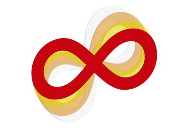 Beyaz arkaplanda kırmızı sonsuzluk sembolü.