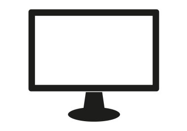 Beyaz arkaplanda bir ekranın siyah simgesi.