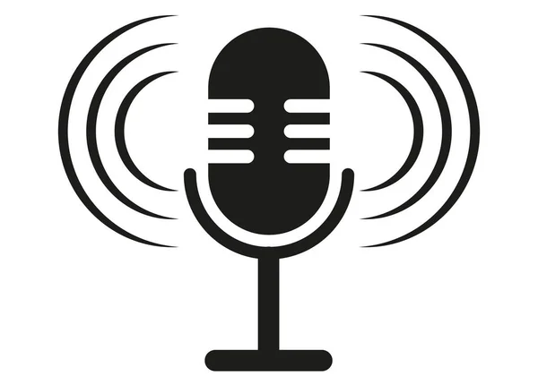 Beyaz Arkaplanda Mikrofon Siyah Simgesi — Stok Vektör