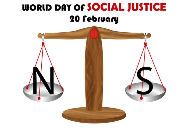 Dia Mundial Justiça Social Equilíbrio Entre Norte Sul — Vetor de Stock